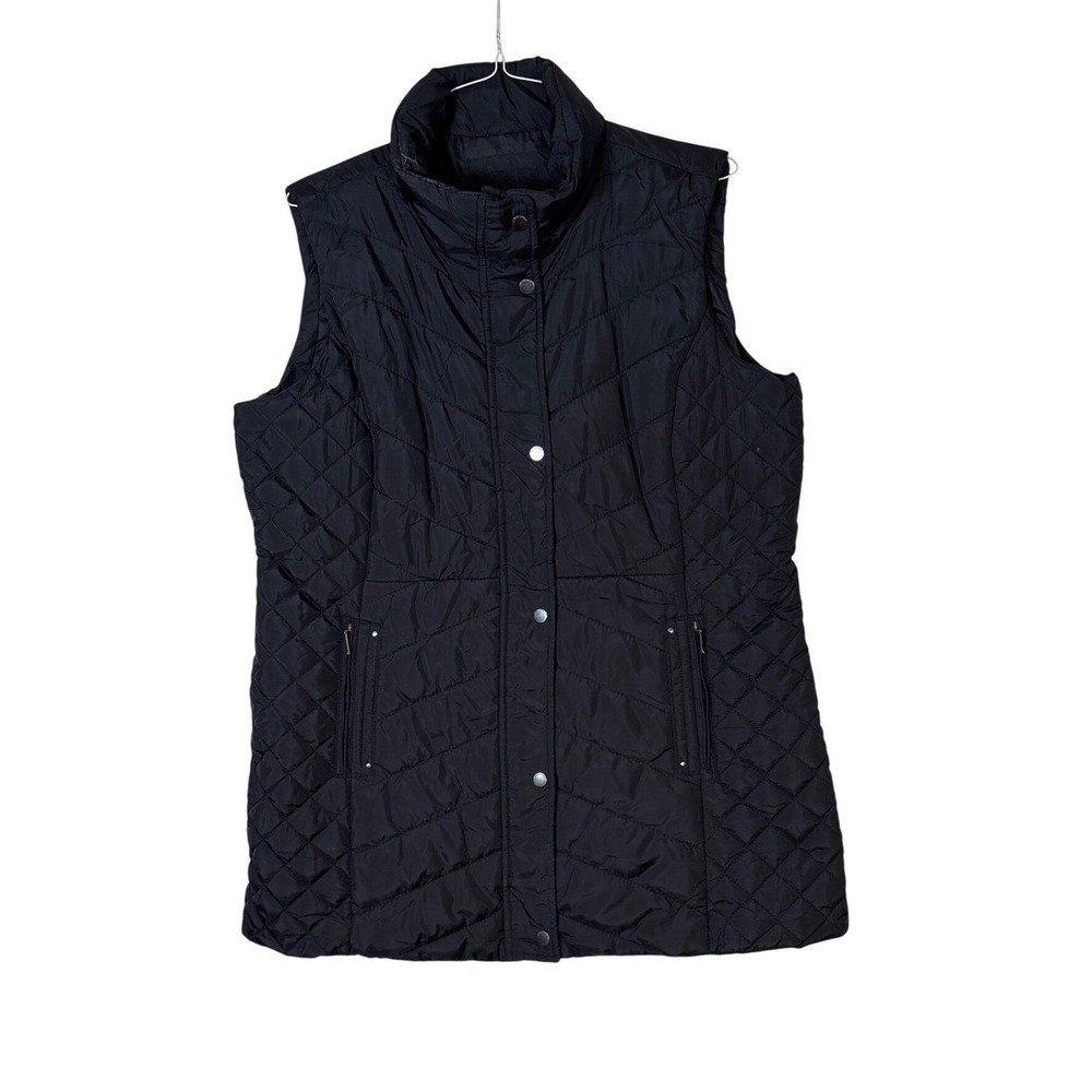 Weatherproof Womens Black Quilted Puffer Vest Snap Front XL 1801693